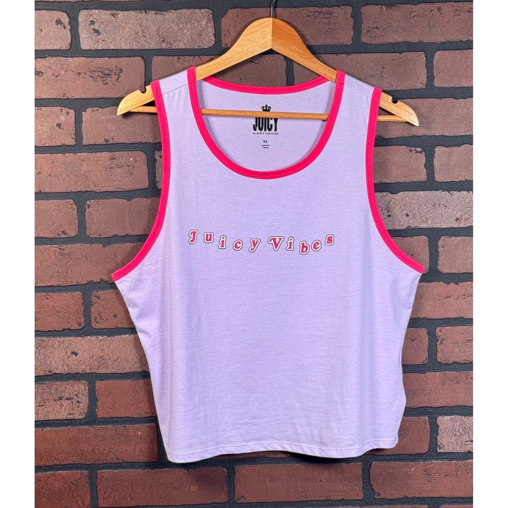 Juicy By Juicy Couture Juicy Vibes Crop Tank Top Lilac Sky Barbie Baby Womens XL